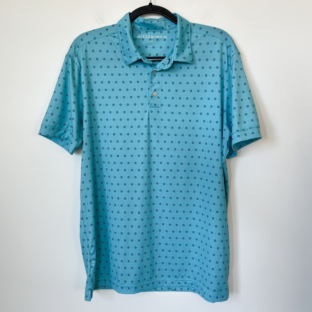 Mizzen + Main Versa Golf‎ Polo Capri Breeze Geo Floral Print Large Trim